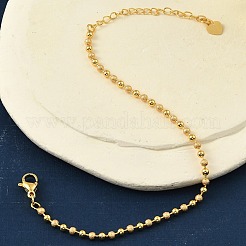 Pulseras de cuentas redondas de latón chapado en rack para mujer&nbsp;BJEW-G735-01G