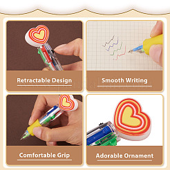 15 penna a sfera multicolore a forma di cuore in plastica da 5 colori&nbsp;AJEW-TA0005-79