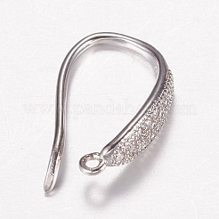 Messing-Mikro pflastern Zirkonia Ohrhaken&nbsp;ZIRC-A008-09P