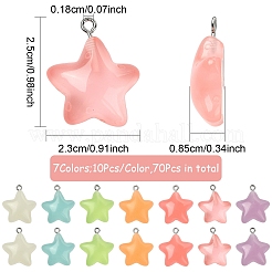 70 pièces 7 couleurs pendentifs en résine transparente lumineuse&nbsp;RESI-YW0004-47