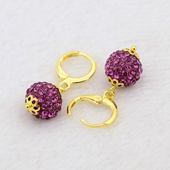 Penzolanti rotonda della resina palla orecchini strass&nbsp;EJEW-J080-23G