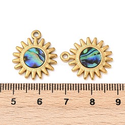 Anhänger aus natürlicher Paua-Muschel aus Edelstahl 304&nbsp;STAS-L288-16G-01