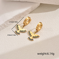 Boucles d'oreilles créoles en acier inoxydable 201 avec oiseau en métal pour femmes&nbsp;SE6238-1