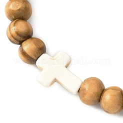 Bracelets extensibles en perles rondes en bois&nbsp;BJEW-JB12671