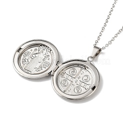 Colliers pendentifs médaillons en acier inoxydable 304 avec médaille de saint Benoît pour femmes&nbsp;NJEW-G187-02GP
