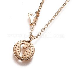 Colliers à pendentif double lettre en laiton micro pavé clair zircone cubique&nbsp;NJEW-Z010-25