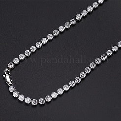 Colliers avec pendentif croix entièrement recouvert de strass en acier inoxydable et chaîne tennis de 4 mm&nbsp;KD8251-1