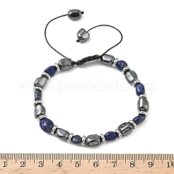 Armbänder aus natürlichem Lapislazuli und nicht magnetischen synthetischen Hämatitperlen&nbsp;BJEW-Z148-08P-05