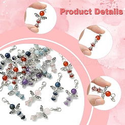 20 pz 5 stili angelo corniola naturale e quarzo rosa e quarzo e lapislazzuli e ametista ciondolo decorazioni&nbsp;HJEW-FS00014