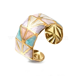 Anillos abiertos anchos de acero inoxidable 304 esmaltado para mujer.&nbsp;SA-K003-03A-G