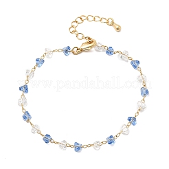 Gliederkettenarmbänder aus Messing und Glas für Damen&nbsp;BJEW-F517-01G