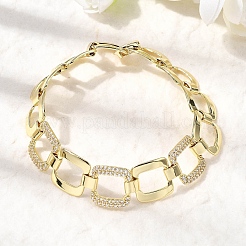 Messing-Gliederkettenarmbänder mit Mikropflaster und klarem Zirkonia für Damen&nbsp;BJEW-H630-03G