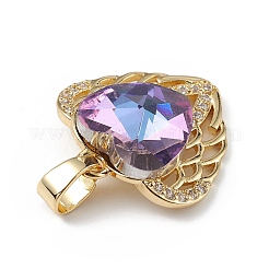 Colgantes de circonio cúbico transparente micro pavé de latón chapado en oro real de 18k&nbsp;KK-C015-29G-12