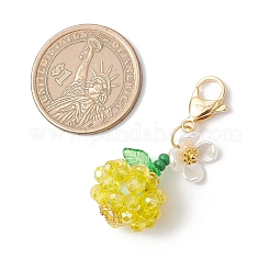 Decorazioni pendenti con perline di semi di vetro e diaspro imperiale sintetico tinto di frutta e fiori&nbsp;HJEW-MZ00307-05