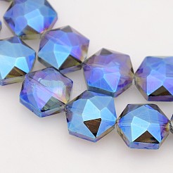 Esagono placca pieno arcobaleno placcato perline di vetro fili&nbsp;EGLA-P015-F08