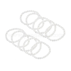 Pulsera elástica de cuentas redondas de selenita natural&nbsp;BJEW-D024-01B