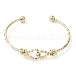 Bracelets de manchette en laiton avec nœud en forme de goutte d'eau&nbsp;BJEW-D039-42G