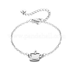 Braccialetti a maglie in acciaio inossidabile 304 a forma di tazza da caffè&nbsp;WGD403D-01