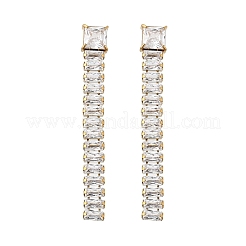 Orecchini a bottone con nappina in zirconia cubica trasparente in acciaio inossidabile 304&nbsp;EJEW-Z094-01D-G02