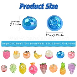 15 Stück 15 Stile leuchtendes Obstharz-Ornament&nbsp;CRES-CJ0001-80