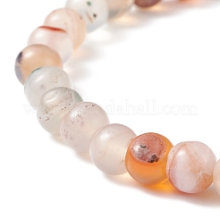 Pulsera elástica con cuentas redondas de ágata natural&nbsp;BJEW-JB08614-04