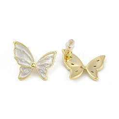 Orecchini a bottone in ottone smaltato a farfalla per donna&nbsp;EJEW-Q391-30G