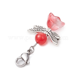Pendentif décoratif en jade malaisien naturel et teinté ange&nbsp;HJEW-JM02763-01