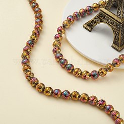 Fili di perle di roccia lavica naturale elettrodeposta&nbsp;LS-G-S352-30D-07