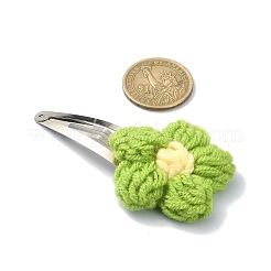 Handgefertigte Baumwoll-Strickornament-Eisen-Haarspangen mit Druckknöpfen für Mädchen&nbsp;PHAR-JH00090-01