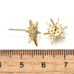 Sternförmige Ohrstecker aus Messing mit Mikropavé und Zirkonia&nbsp;EJEW-D304-36G