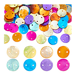 160 pièce de breloques de connecteur de disque en coquillage Akoya naturel teinté de 8 couleurs&nbsp;SSHEL-PH0001-30