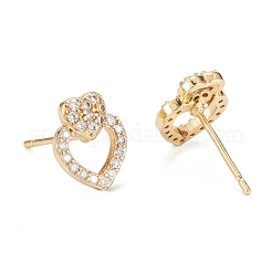 Orecchini a lobo a forma di cuore con scintillanti zirconi cubici&nbsp;EJEW-H126-20G