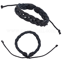 2 Stück geflochtene Armbänder aus PU-Lederschnur für Männer und Frauen&nbsp;BJEW-CL0001-37A