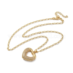 Collares con colgante de circonita cúbica micropavé de latón para mujer&nbsp;LS-NJEW-U020-01G-02