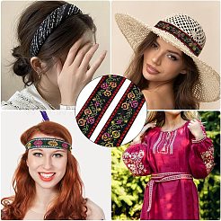 50 Yards besticktes Nylon-Jacquardband mit Blumen im ethnischen Stil&nbsp;PW-WG55654-03