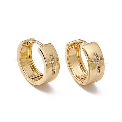 Orecchini a cerchio con motivo a croce in zirconi cubici trasparenti&nbsp;EJEW-F294-09B-G