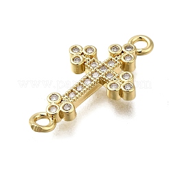 Messing klare Zirkonia Kreuz Verbindungsstück Charms&nbsp;ZIRC-I070-037G