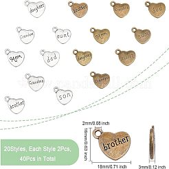 40 Stück 20 Stil Familienthema tibetischen Stil Legierung Anhänger&nbsp;FIND-CA0006-85