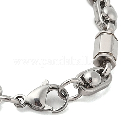 Bracciali a maglie a colonna sfaccettate in acciaio inossidabile 304 anti-ossidazione per uomo&nbsp;BJEW-B093-01P