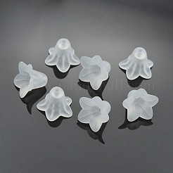 Weiß matt transparentem Acryl Blumen Perlen&nbsp;X-PLF018-01