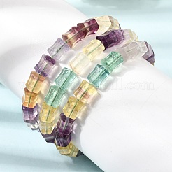 Bracelets extensibles en perles de bambou et fluorite arc-en-ciel naturelle pour femmes&nbsp;GG-CBA3F02-03