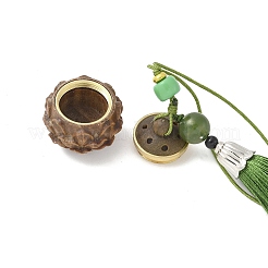 Pendentifs décoratifs en boules d'encens en bois de santal vert et lotus&nbsp;HJEW-D300-01B-01PG