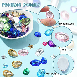 60 Stück 15 Stile Acryl-Strass-Cabochons mit flacher Rückseite.&nbsp;GACR-YW0001-05A