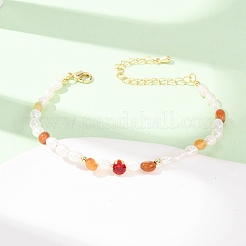 Bracelets en copeaux de cornaline naturelle et perles de riz naturelles&nbsp;GG-CBA3297-13G-A