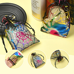 Organza-Kordelzugbeutel mit Halloween-Motiv und Spinnenmotiv&nbsp;ABAG-WH20021-006F