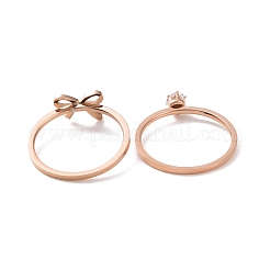 2 Uds. Juego de anillos de pareja de circonita cúbica transparente de 2 estilos&nbsp;RJEW-D120-23RG