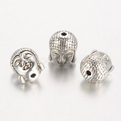 Antike silberne tibetische Perlen aus Buddha-Kopflegierung&nbsp;X-TIBEB-60542-AS-LF