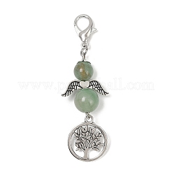 Pendentifs en perles d'aventurine verte naturelle et décorations d'arbre en alliage&nbsp;HJEW-JM03075