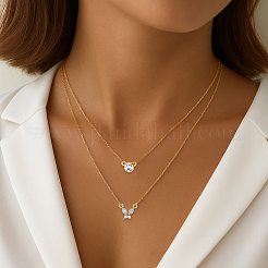 4 collana a doppio strato in lega di cristallo e strass&nbsp;NJEW-HY0001-25A