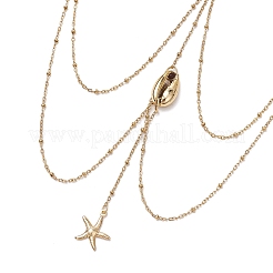 Chaînes de câble en acier inoxydable 304 et chaînes de cuisse à pampilles avec pendentif coquillage galvanisé&nbsp;AJEW-AN00649-02